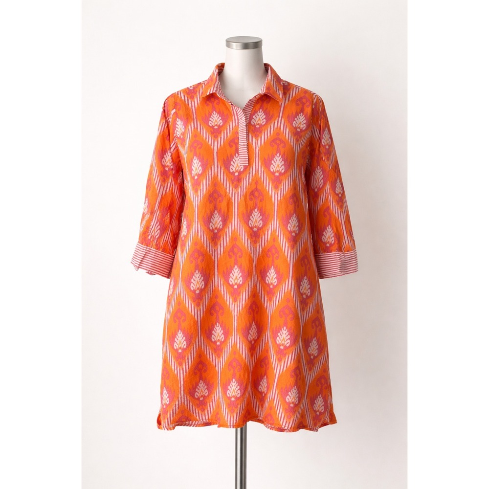 Gretchen Scott Dress Goddess Size XXL Ikat Print Orange Purple Resort Beach Boho